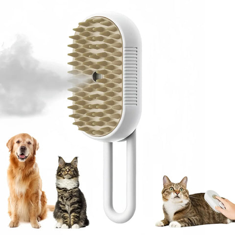 3-in-1 Pet Spray Massage Brush — Steam, Bathe & De-shed in One